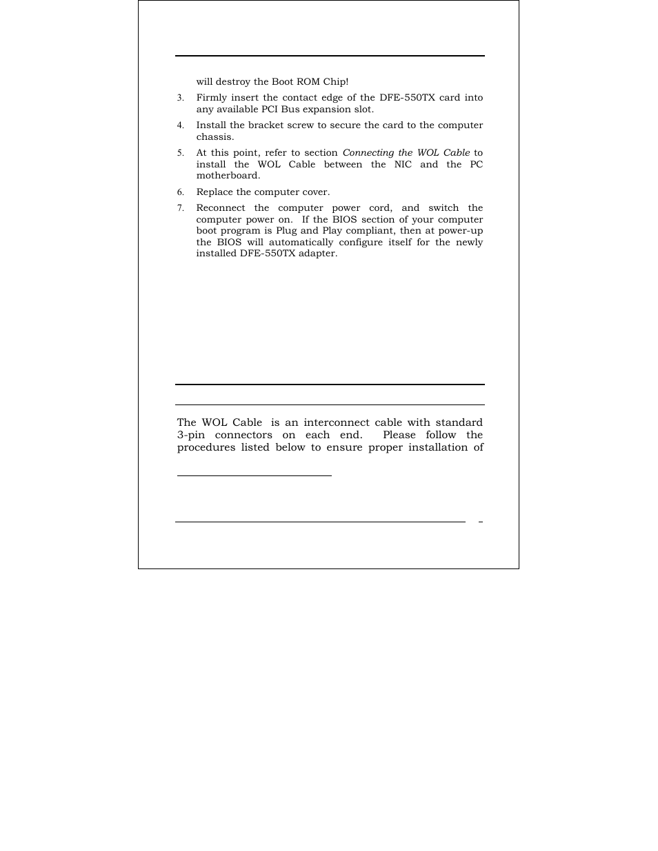 Connecting the wol cable | D-Link DFE-550TX User Manual | Page 18 / 34