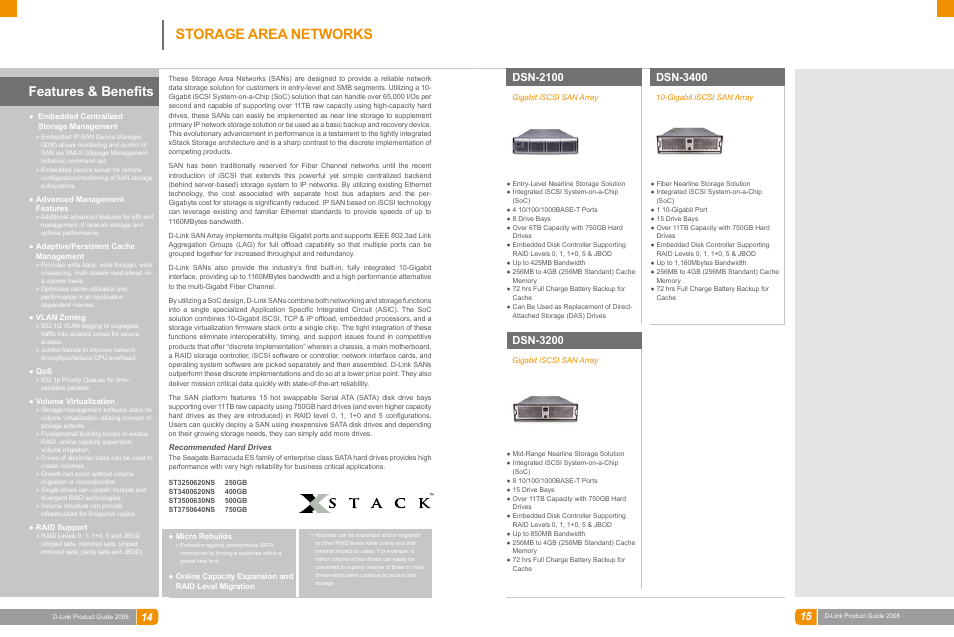 Storage, Storage area networks, Features & benefits | Dsn-2100, Dsn-3400, Dsn-3200 | D-Link DAS-3324G User Manual | Page 47 / 55