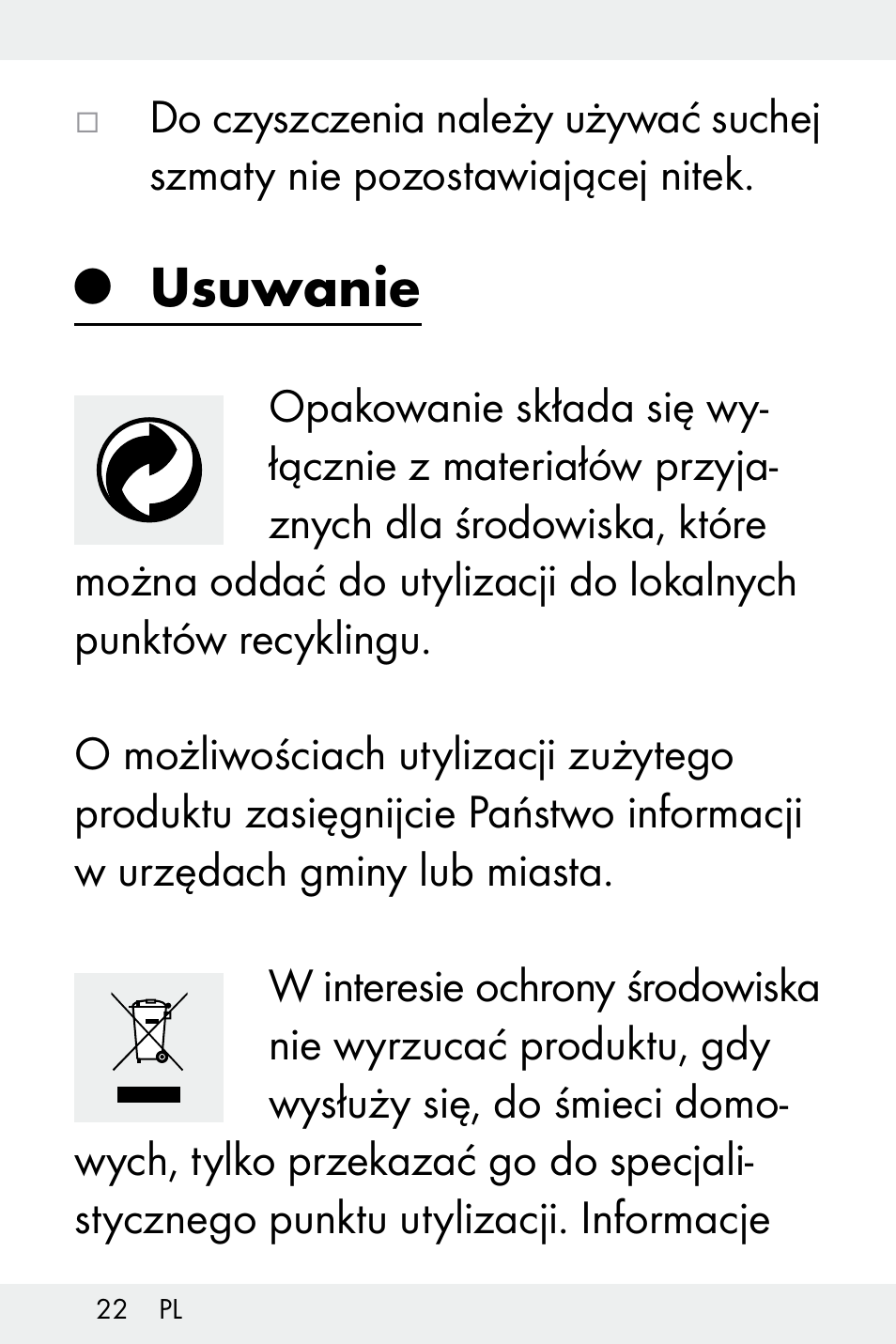 Usuwanie | Livarno Z31499A-BS User Manual | Page 22 / 74