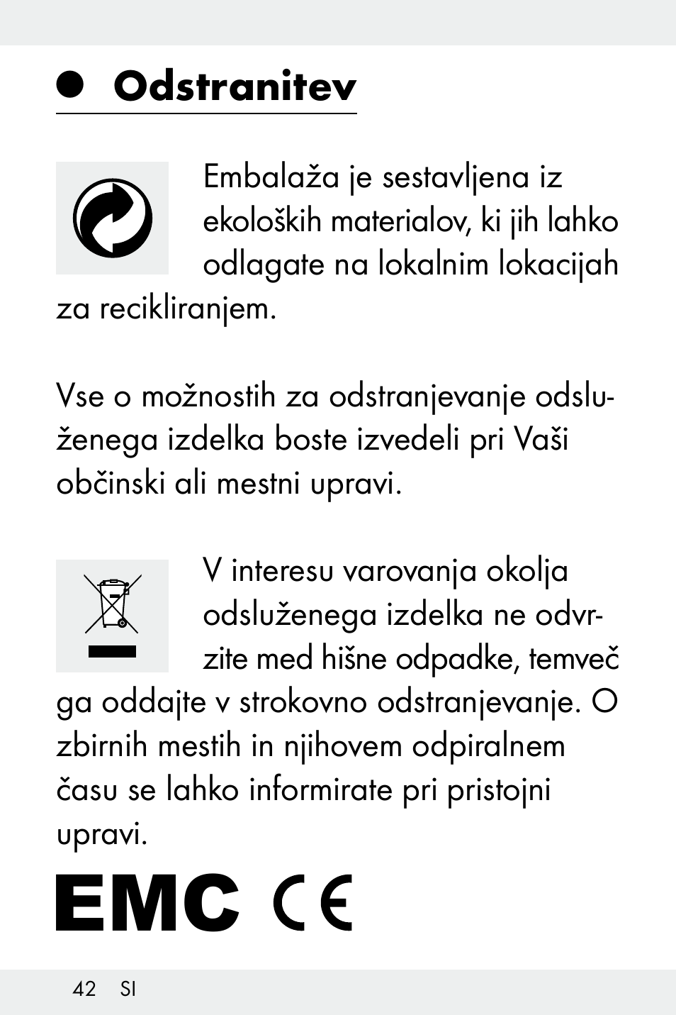 Odstranitev | Livarno Z31499A-BS User Manual | Page 42 / 74