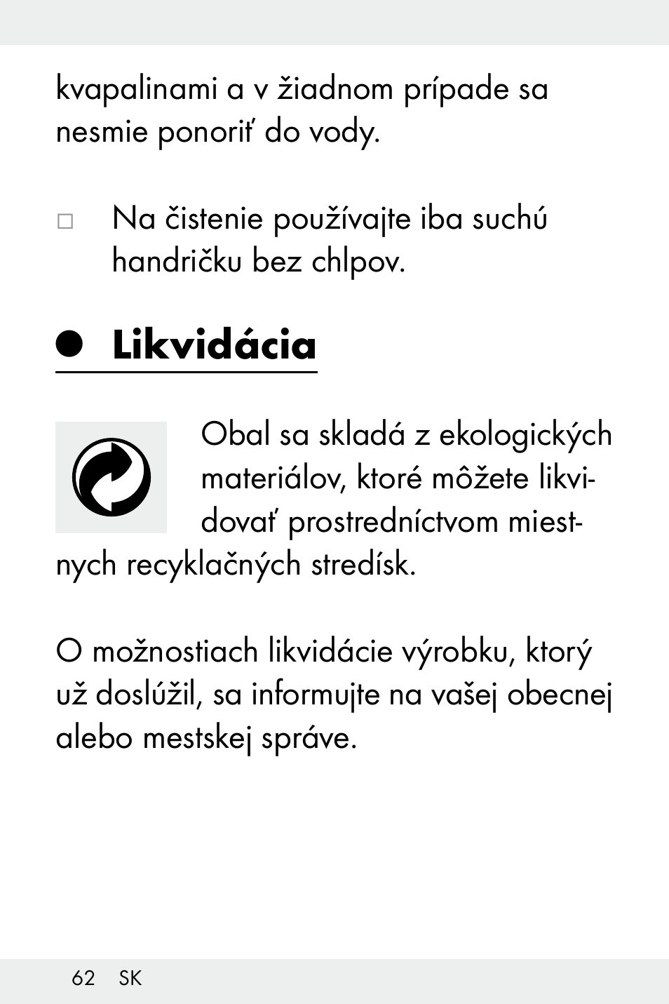 Likvidácia | Livarno Z31499A-BS User Manual | Page 62 / 74