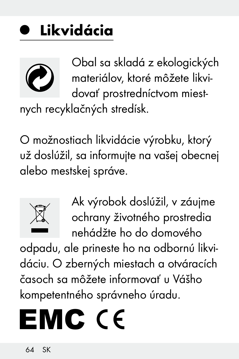 Likvidácia | Livarno Z31499B-BS User Manual | Page 64 / 75