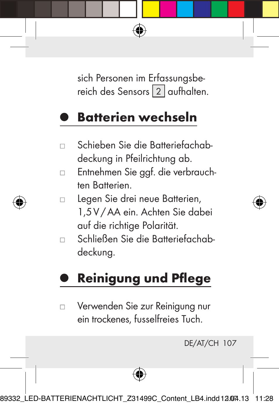 Batterien wechseln, Reinigung und pflege | Livarno Z31499C User Manual | Page 107 / 111