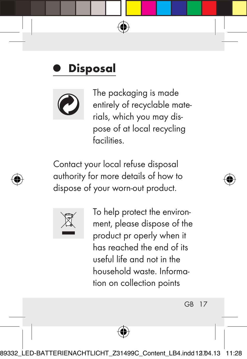 Disposal | Livarno Z31499C User Manual | Page 17 / 111