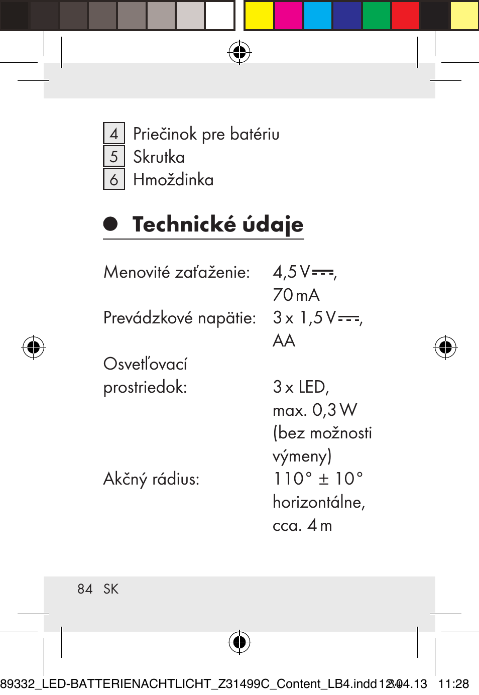 Technické údaje | Livarno Z31499C User Manual | Page 84 / 111