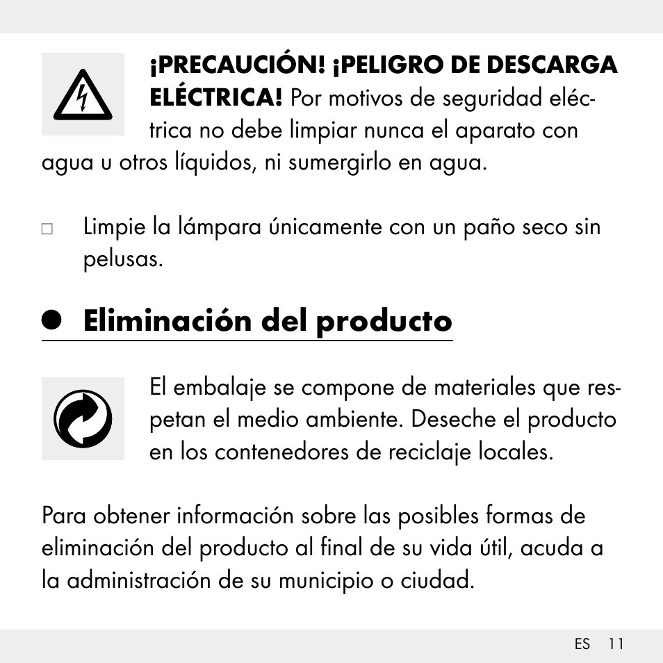 Eliminación del producto | Livarno Z31503-BS User Manual | Page 11 / 40