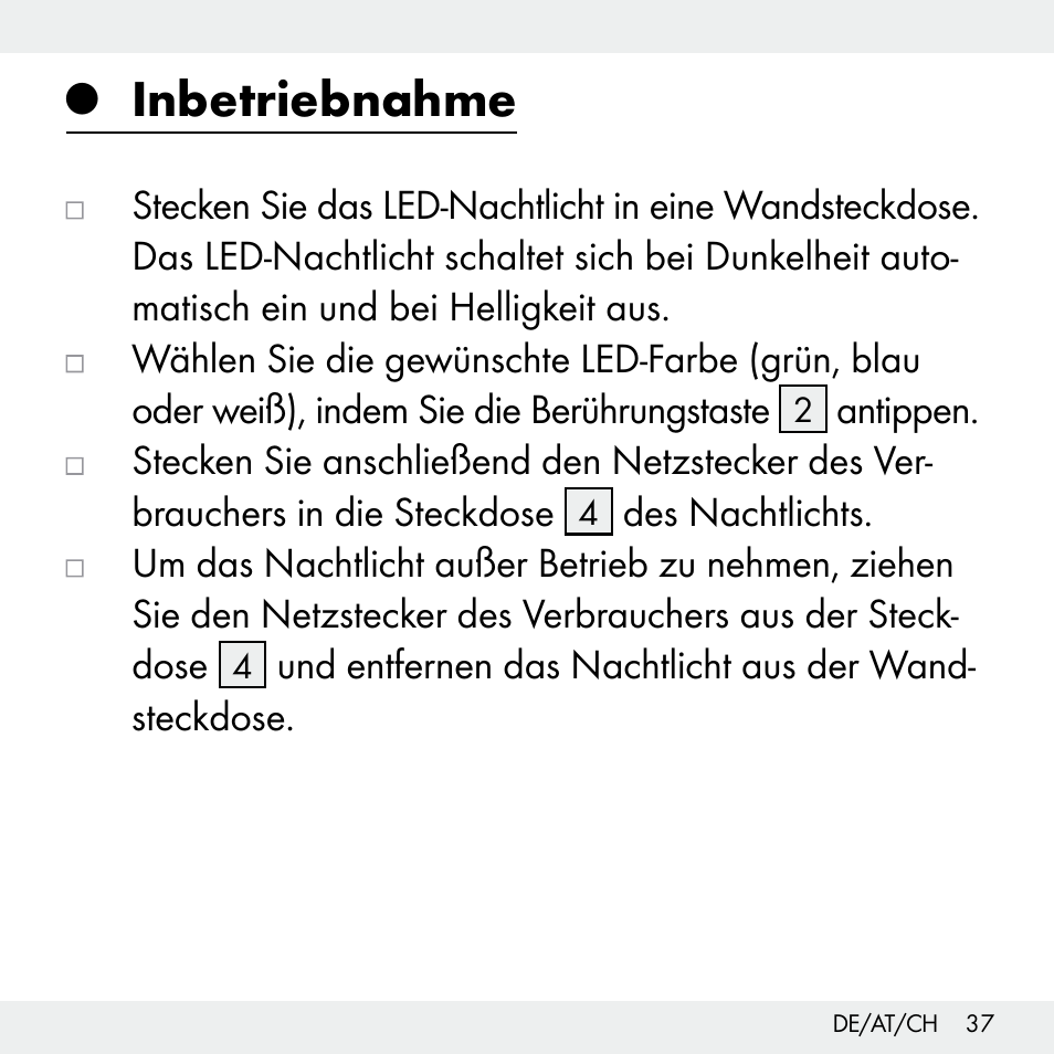 Inbetriebnahme | Livarno Z31503-BS User Manual | Page 37 / 40