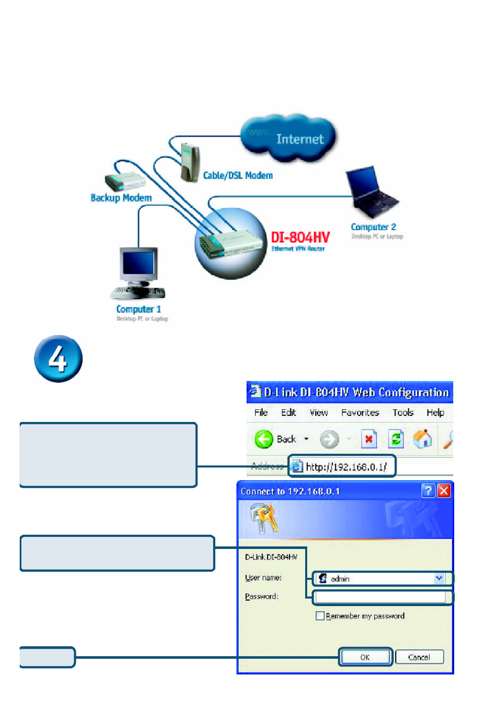 Using the setup wizard | D-Link DI-804HV User Manual | Page 4 / 12