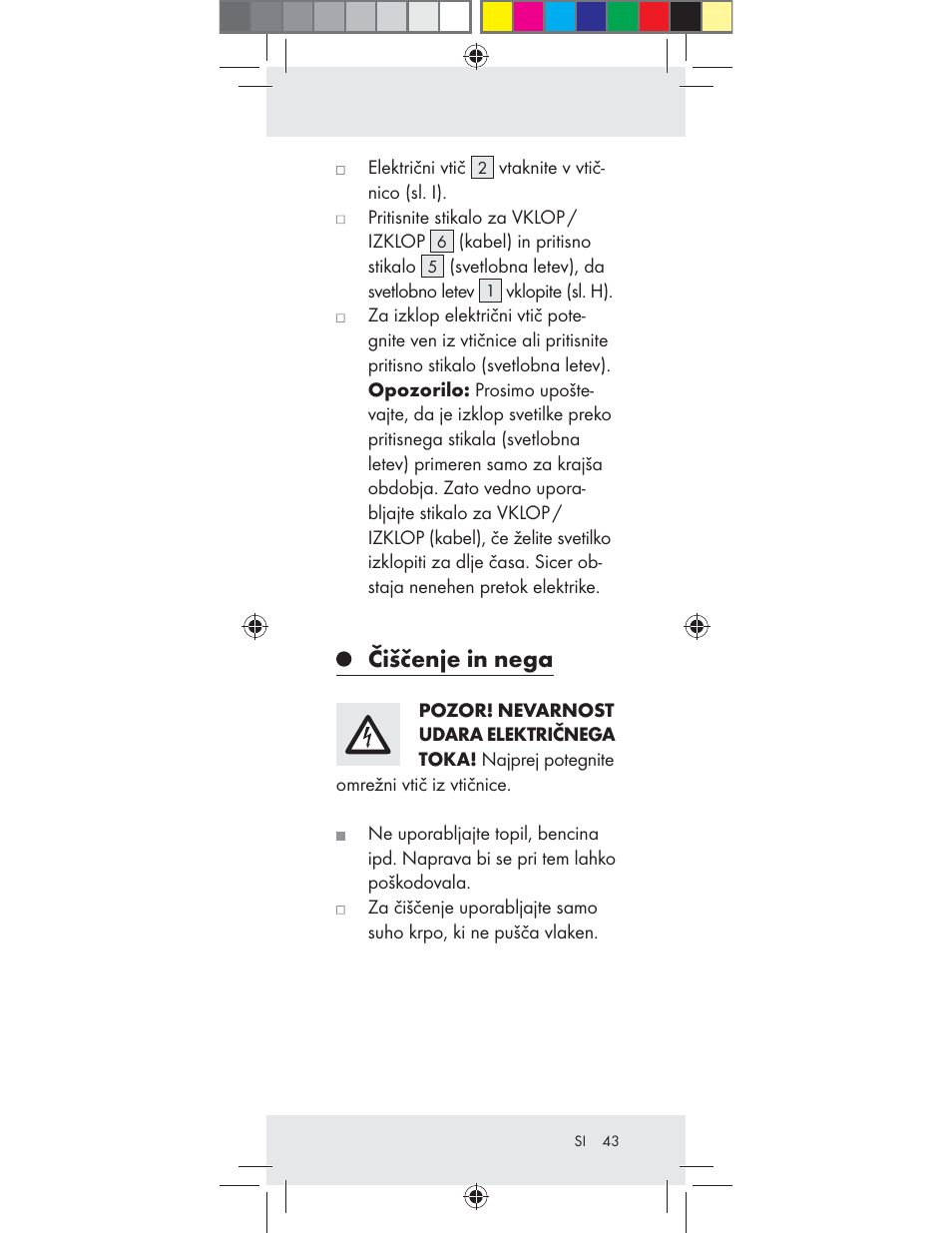 Čiščenje in nega | Livarno Z31282-BS User Manual | Page 43 / 75