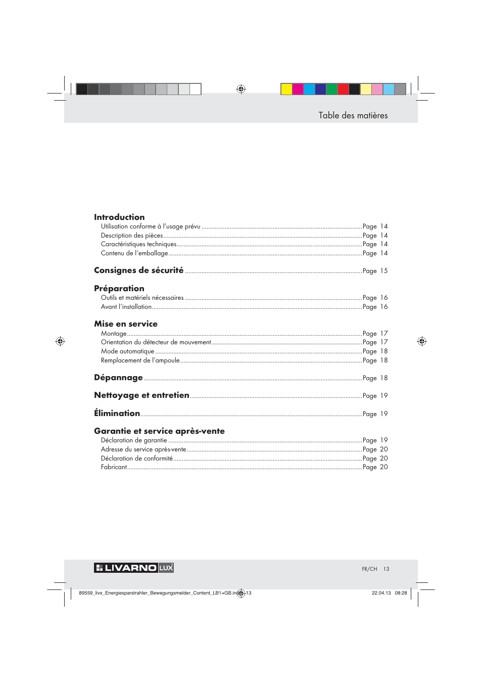 Livarno ENERGY-SAVING SPOTLIGHT User Manual | Page 13 / 45