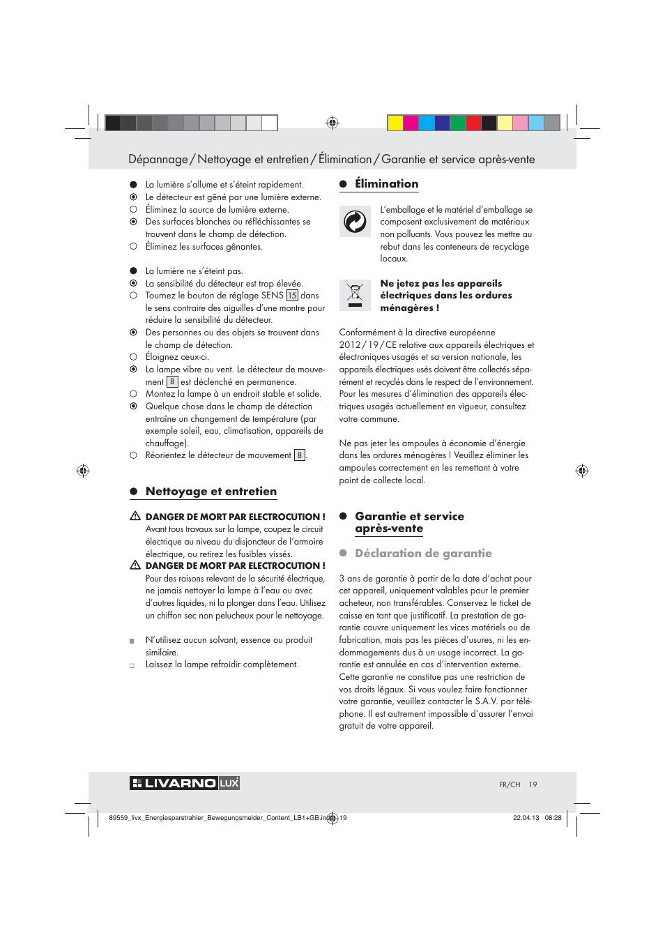 Nettoyage et entretien, Élimination | Livarno ENERGY-SAVING SPOTLIGHT User Manual | Page 19 / 45