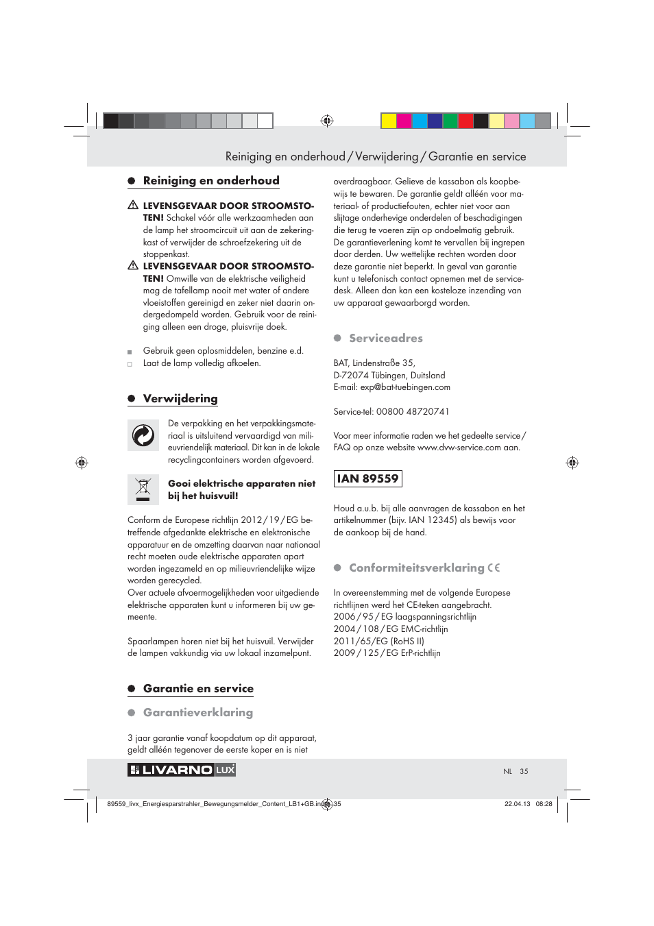 Livarno ENERGY-SAVING SPOTLIGHT User Manual | Page 35 / 45