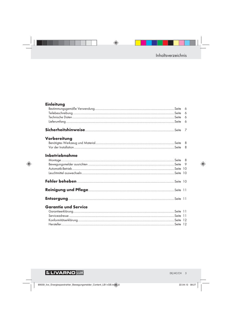 Livarno ENERGY-SAVING SPOTLIGHT User Manual | Page 5 / 45