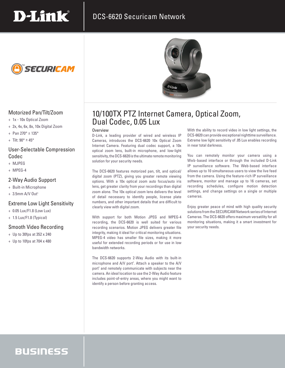 D-Link DCS-6620 User Manual | 2 pages