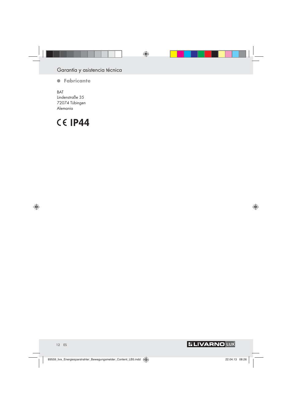 Garantía y asistencia técnica, Fabricante | Livarno ENERGY-SAVING SPOTLIGHT User Manual | Page 12 / 45