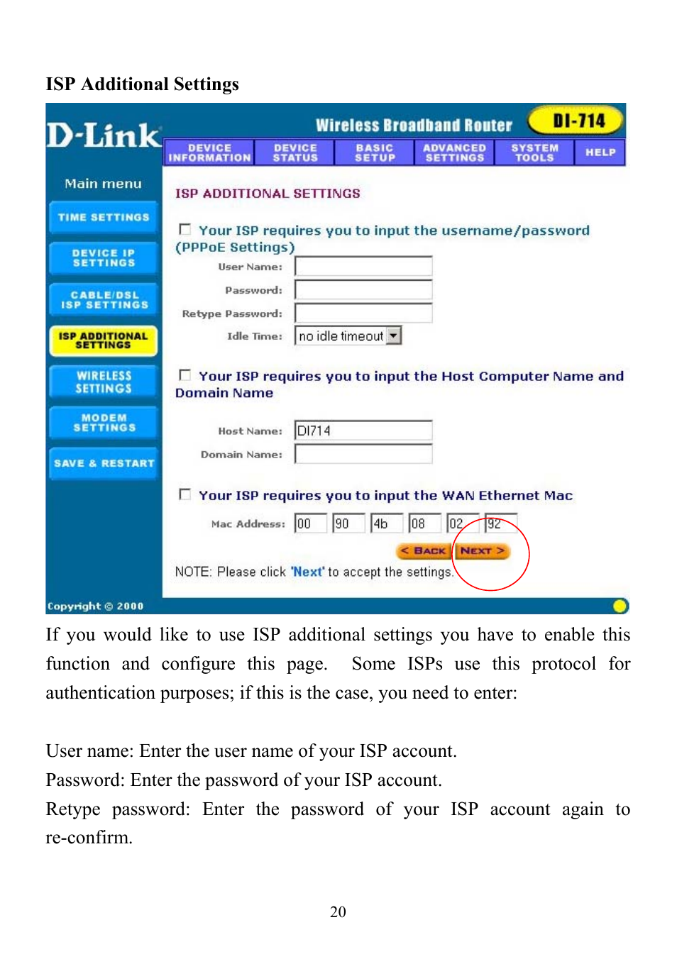 D-Link DI-714 User Manual | Page 20 / 58