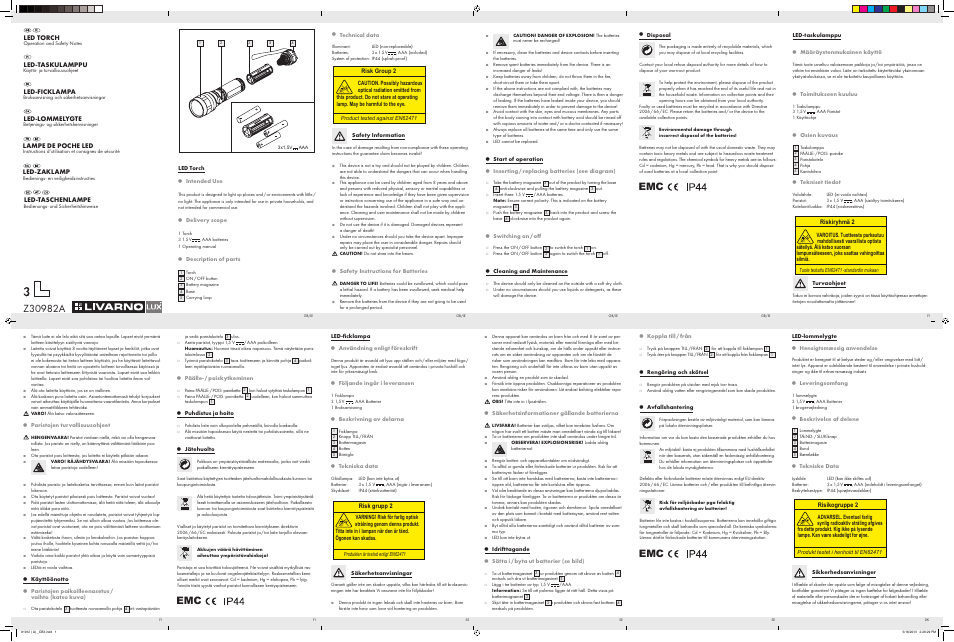 Livarno Z30982A User Manual | 2 pages