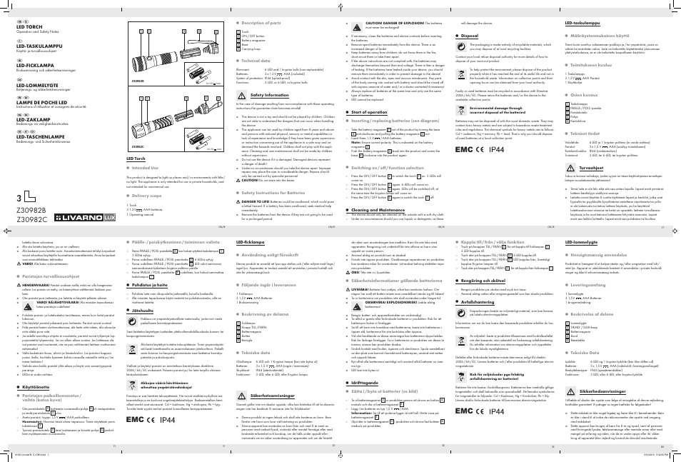 Livarno Z30982B Z30982C User Manual | 2 pages