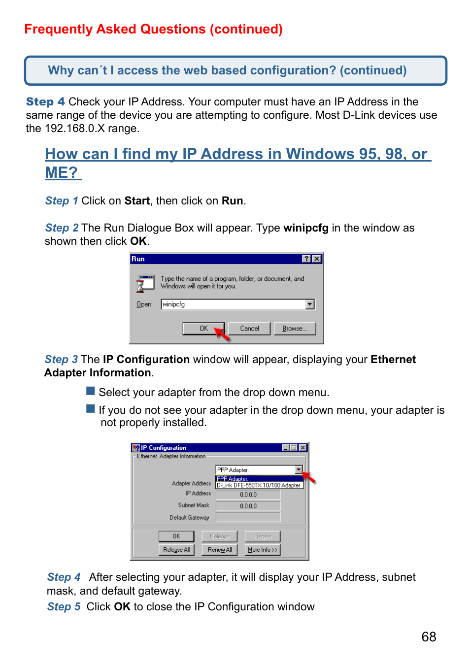 68 frequently asked questions (continued) | D-Link AirPlus G DI-524 User Manual | Page 68 / 92