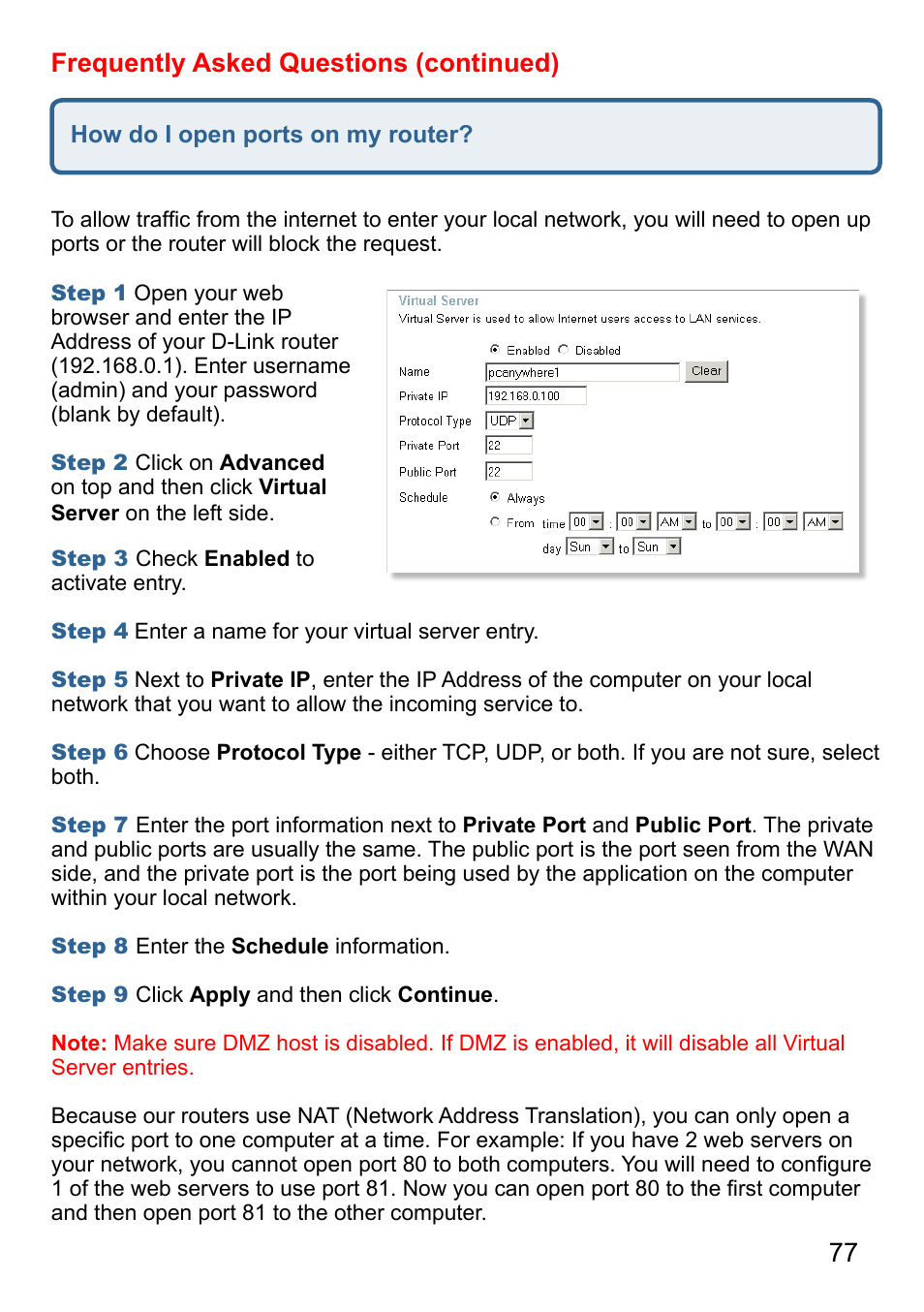 77 frequently asked questions (continued) | D-Link AirPlus G DI-524 User Manual | Page 77 / 92