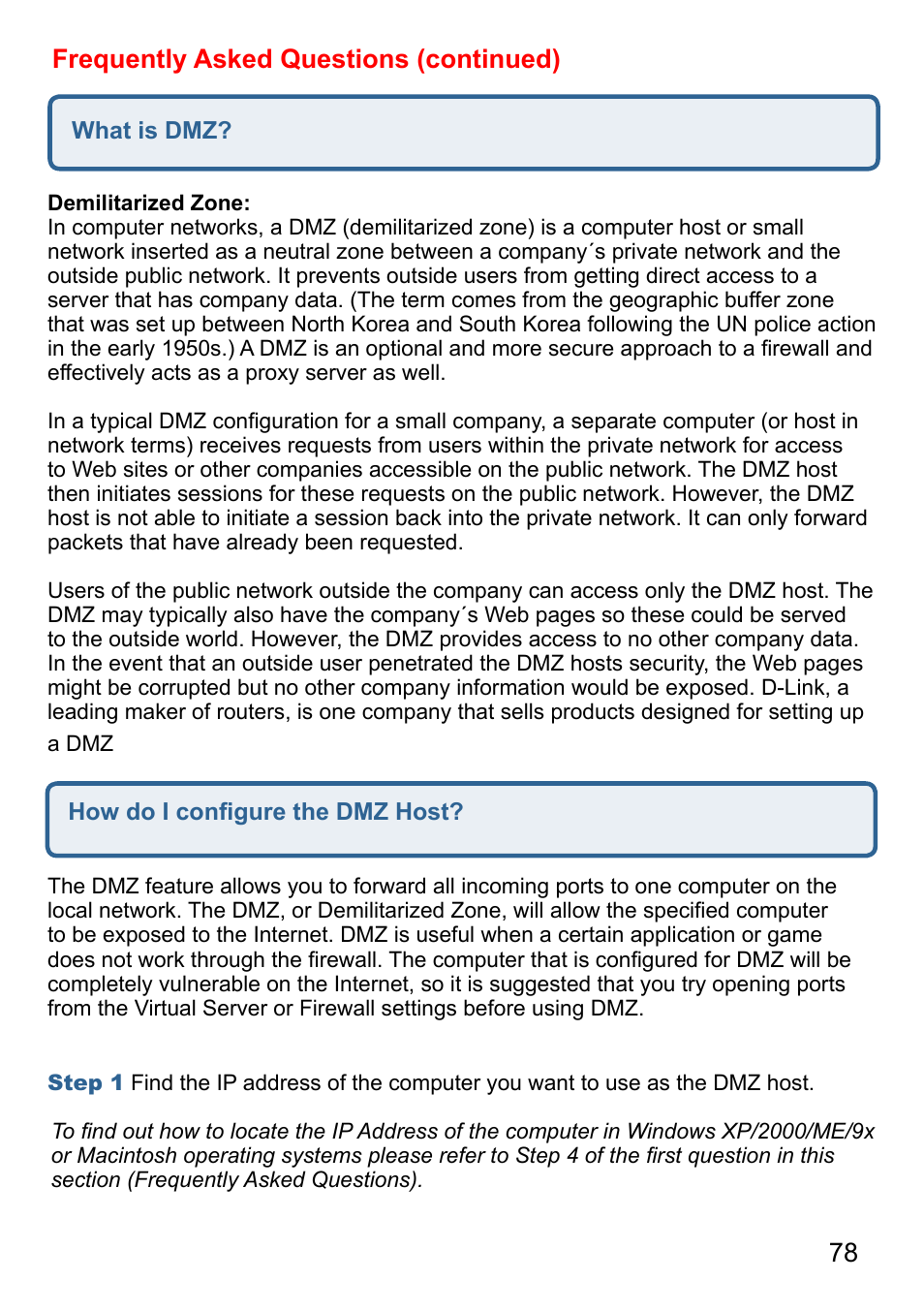 78 frequently asked questions (continued) | D-Link AirPlus G DI-524 User Manual | Page 78 / 92