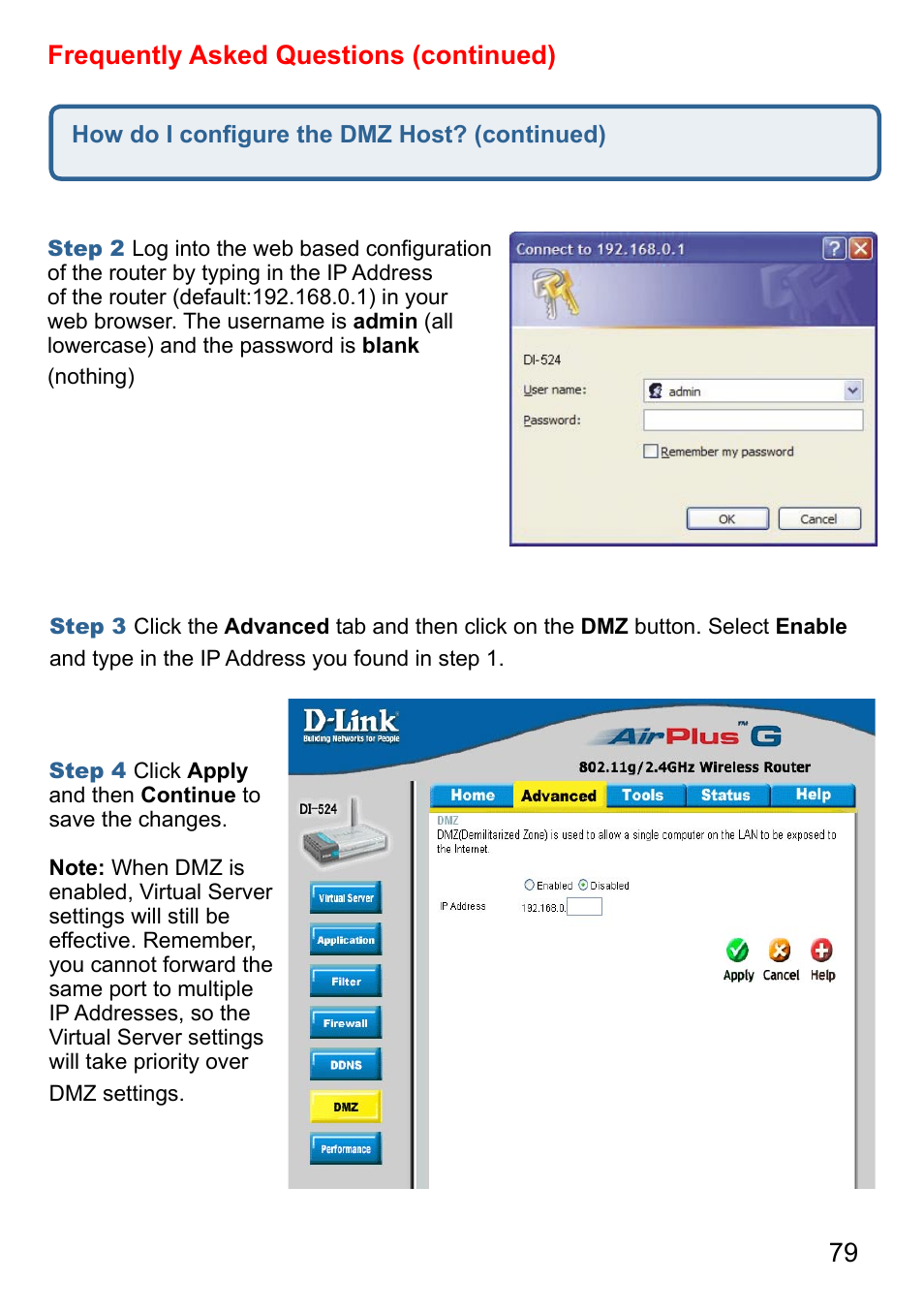 79 frequently asked questions (continued) | D-Link AirPlus G DI-524 User Manual | Page 79 / 92