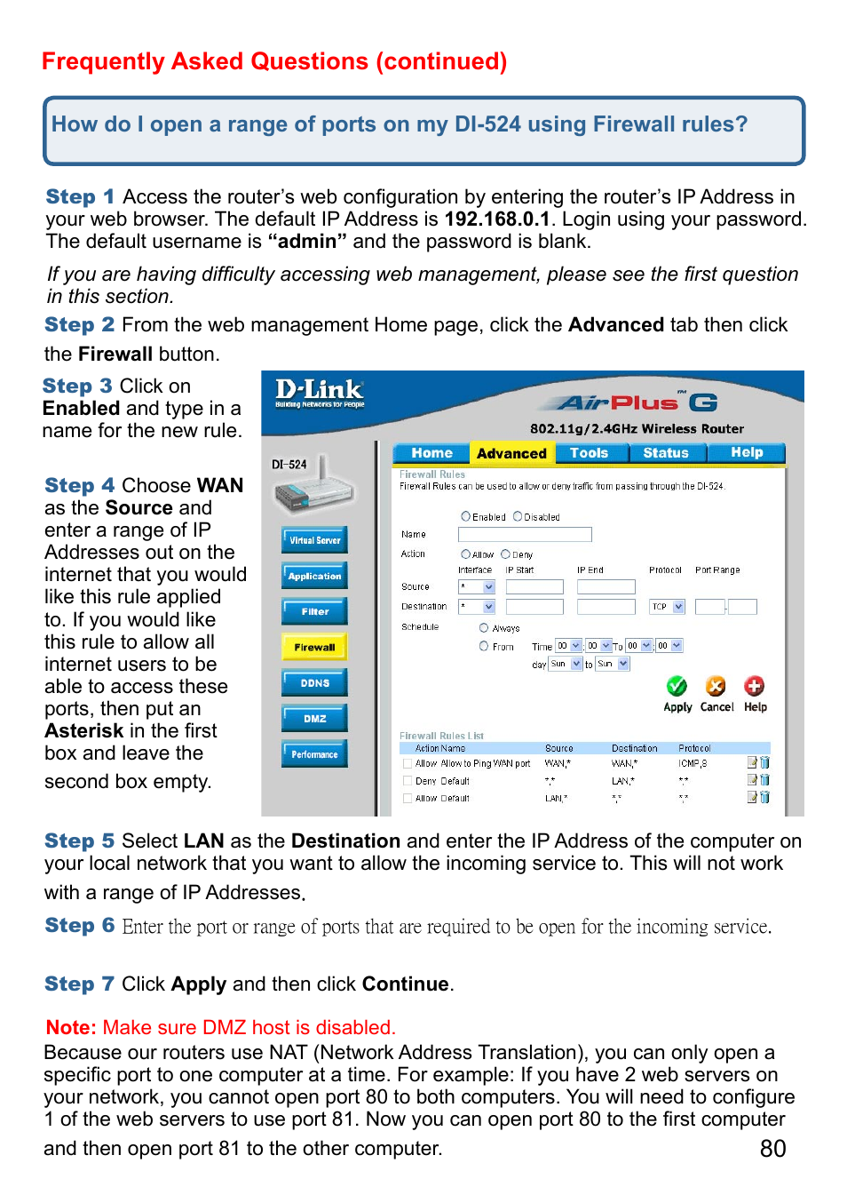 80 frequently asked questions (continued) | D-Link AirPlus G DI-524 User Manual | Page 80 / 92