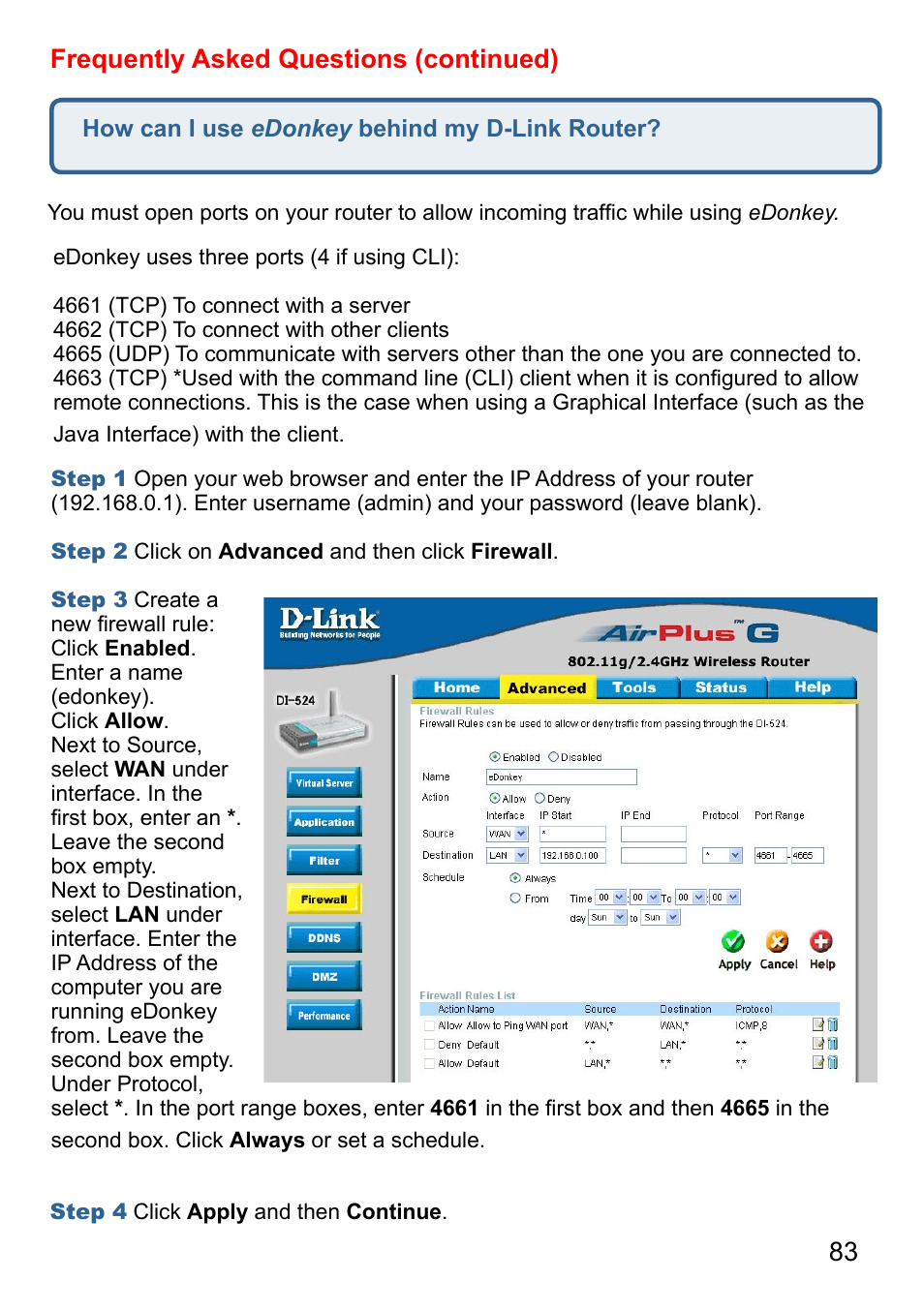 Frequently asked questions (continued) | D-Link AirPlus G DI-524 User Manual | Page 83 / 92