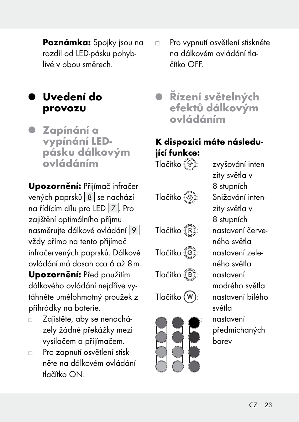 Řízení světelných efektů dálkovým ovládáním | Livarno Z31228 User Manual | Page 23 / 46