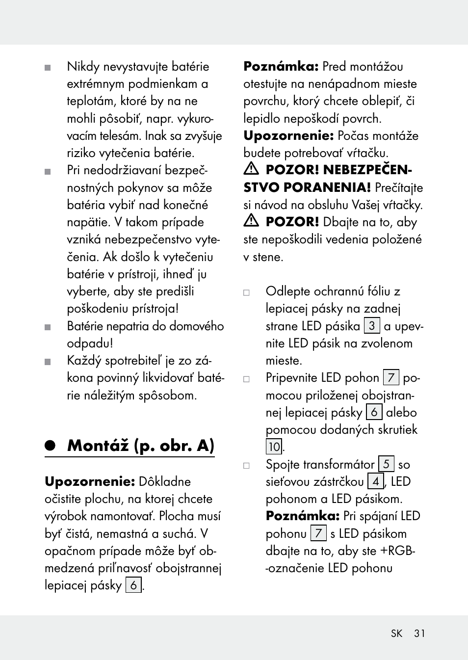 Montáž (p. obr. a) | Livarno Z31228 User Manual | Page 31 / 46