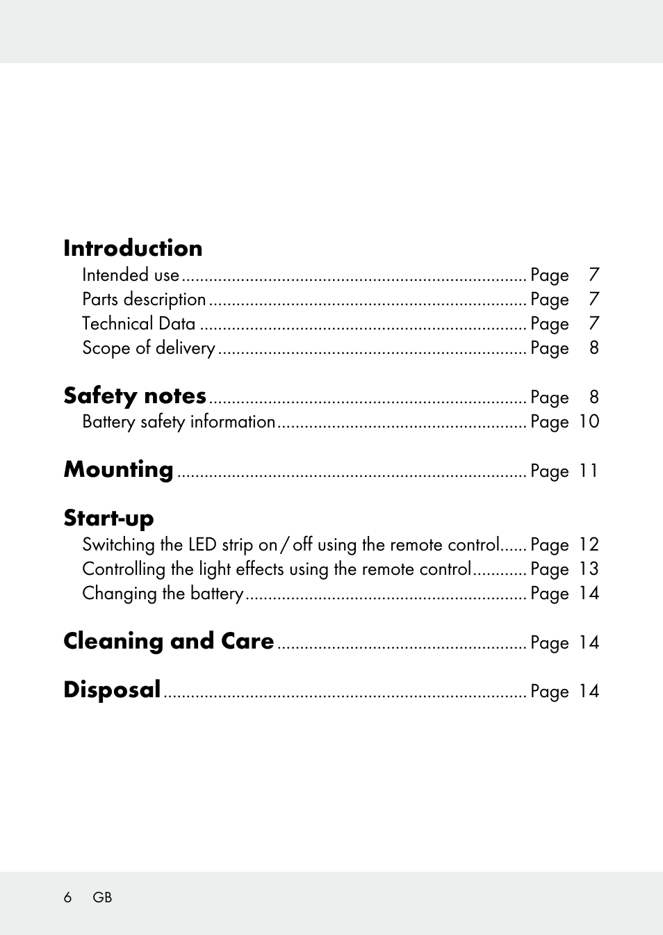 Introduction, Mounting, Start-up | Cleaning and care, Disposal | Livarno Z31228 User Manual | Page 6 / 46