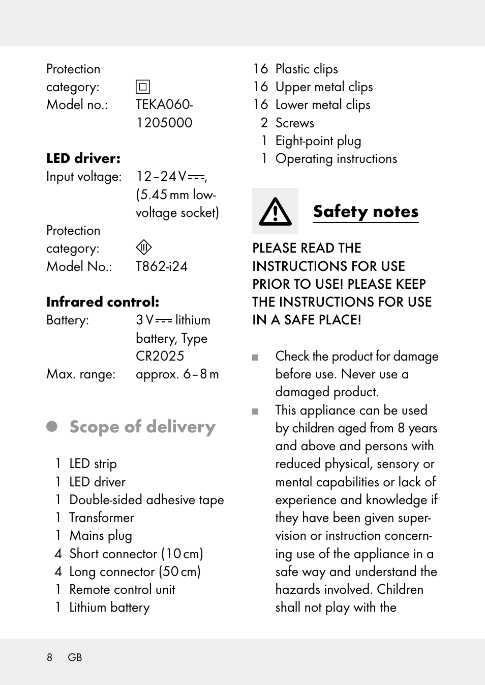 Scope of delivery | Livarno Z31228 User Manual | Page 8 / 46