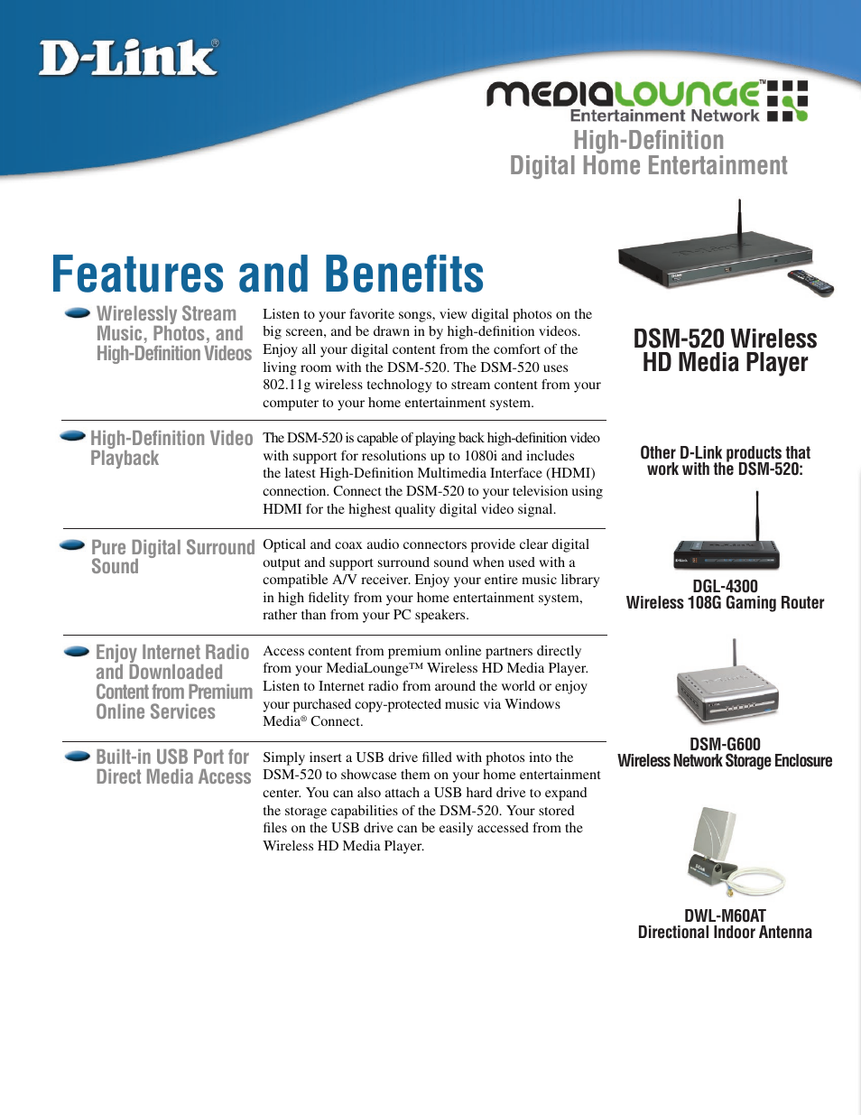 D-Link DSM-520 User Manual | 2 pages