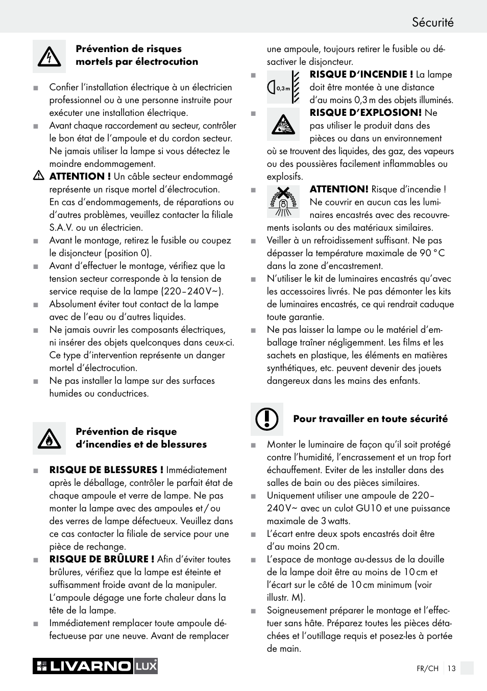 Sécurité | Livarno 7211 User Manual | Page 13 / 35