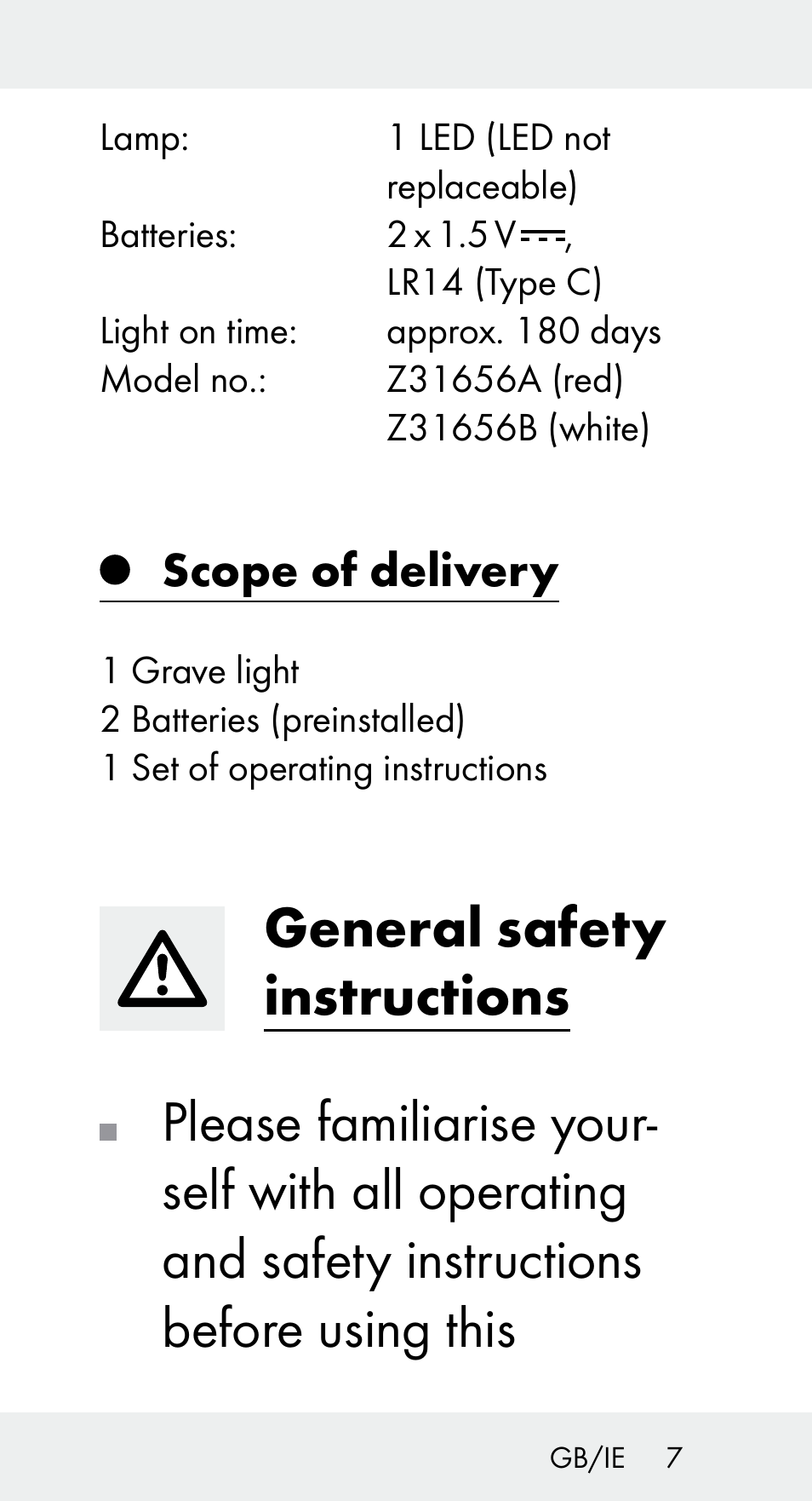 Livarno Z31656 User Manual | Page 7 / 18