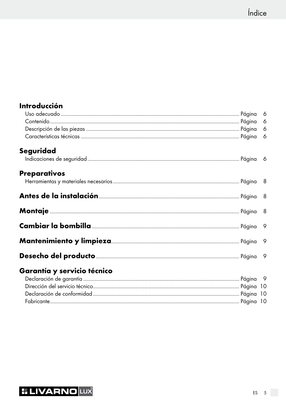 Índice | Livarno 7211 User Manual | Page 5 / 35