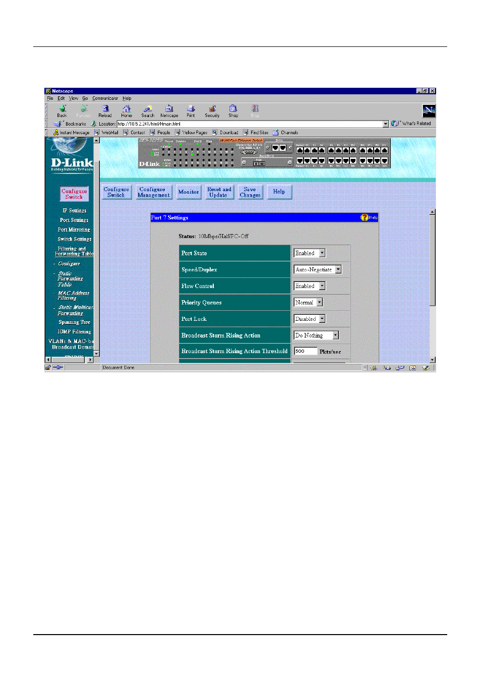 Port settings | D-Link DES-3225G User Manual | Page 109 / 175