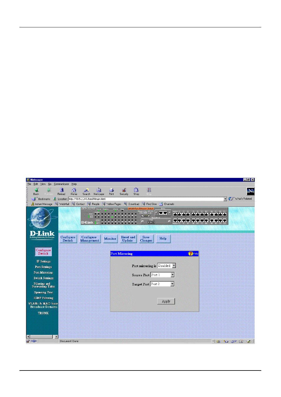 Port mirroring | D-Link DES-3225G User Manual | Page 110 / 175