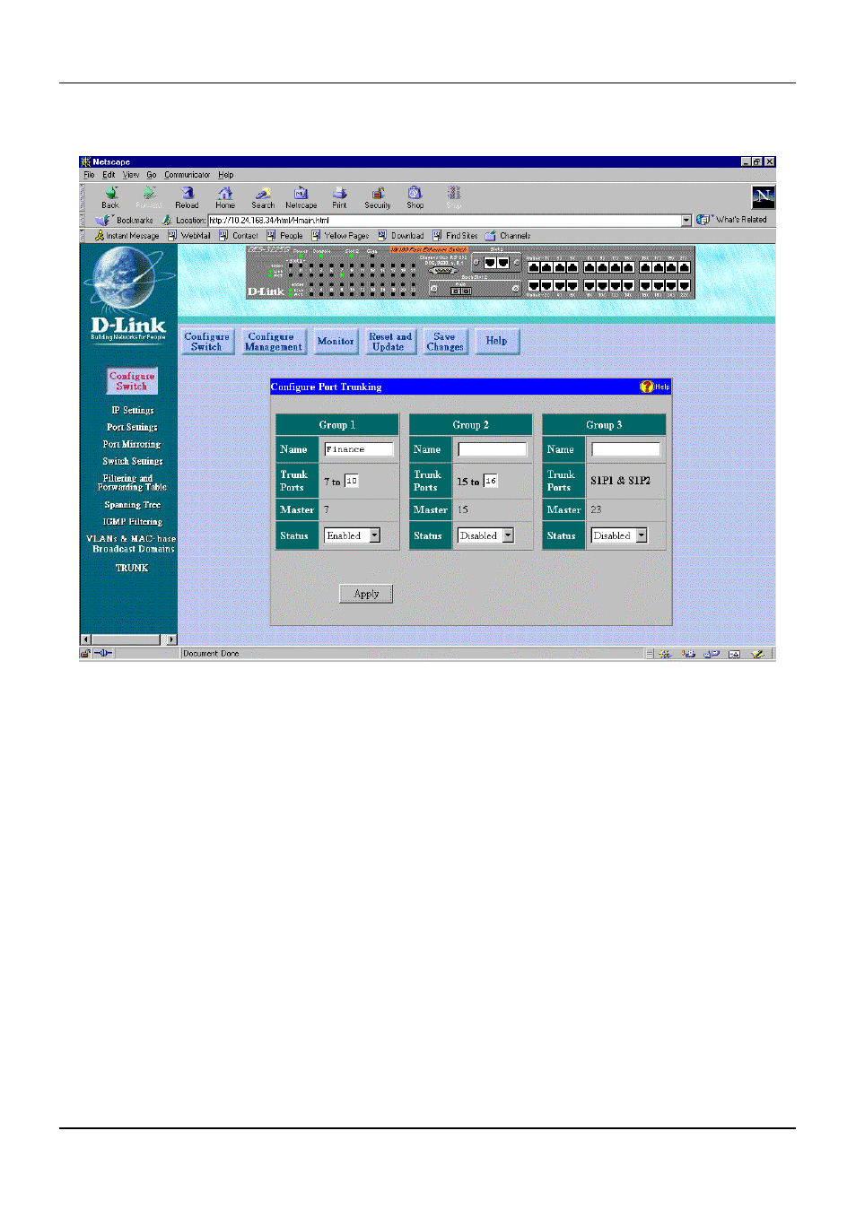 Configure management, Trunk | D-Link DES-3225G User Manual | Page 133 / 175
