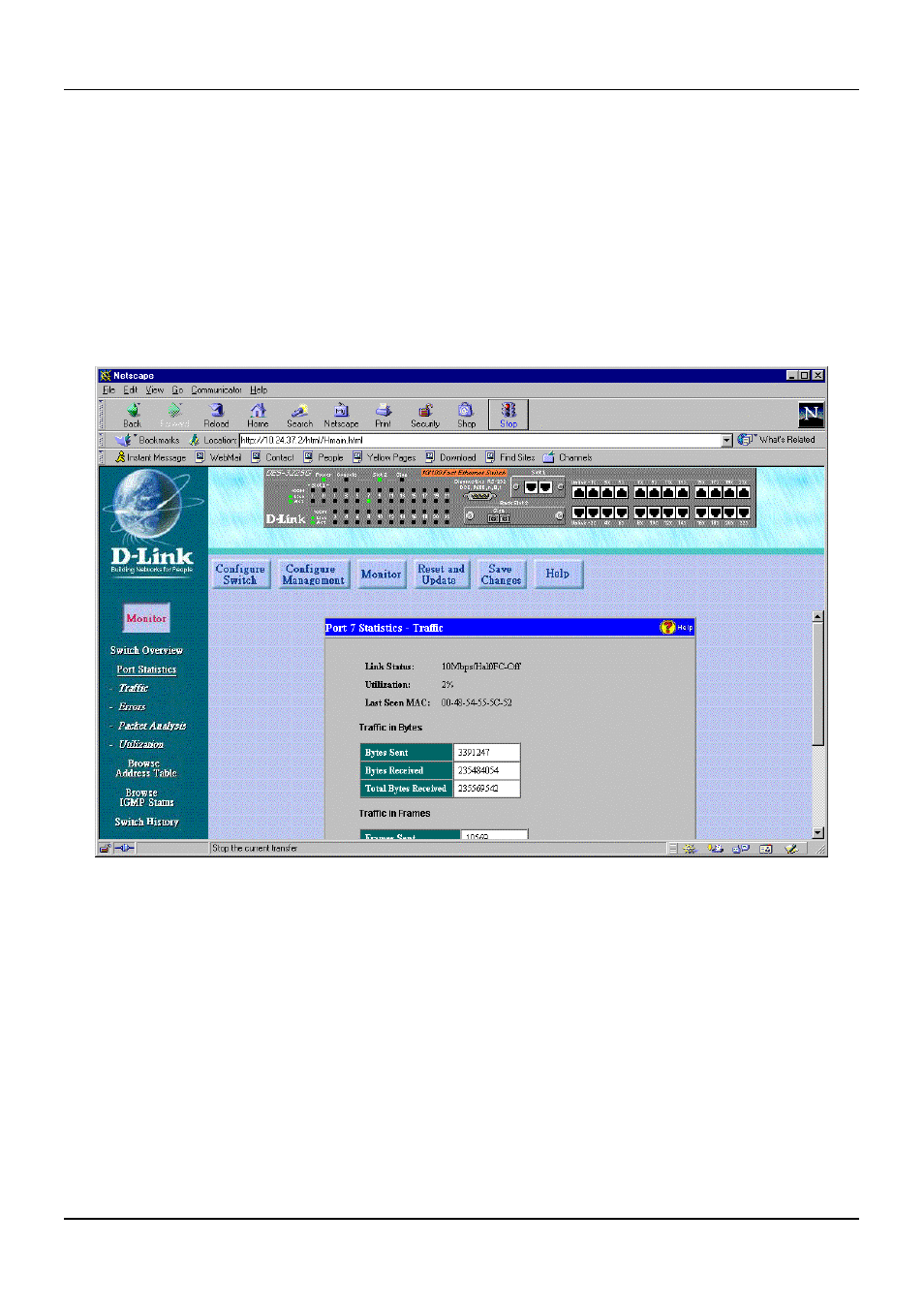 Port statistics | D-Link DES-3225G User Manual | Page 139 / 175
