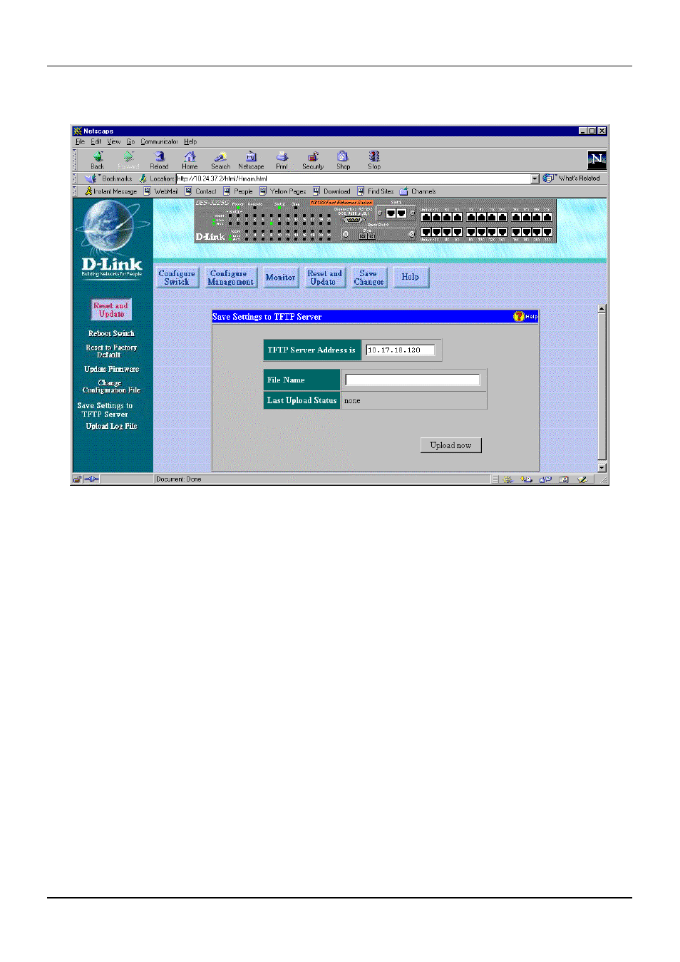 Save settings to tftp server | D-Link DES-3225G User Manual | Page 156 / 175