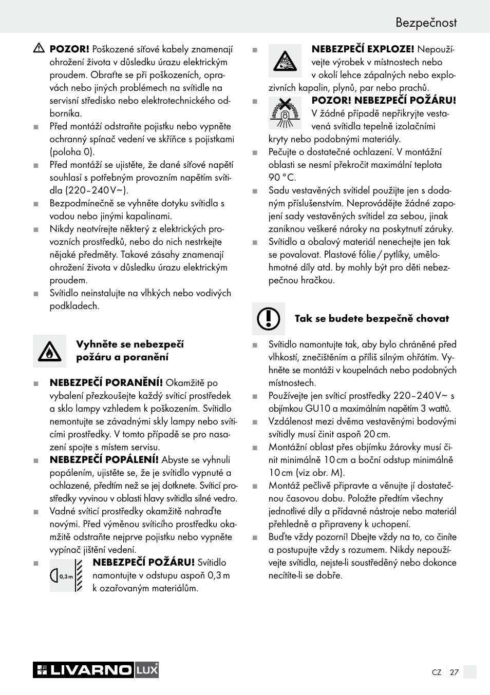 Bezpečnost | Livarno 7211 User Manual | Page 27 / 43