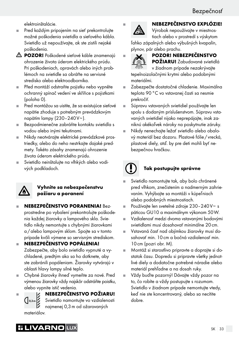 Bezpečnosť | Livarno 7211 User Manual | Page 33 / 43