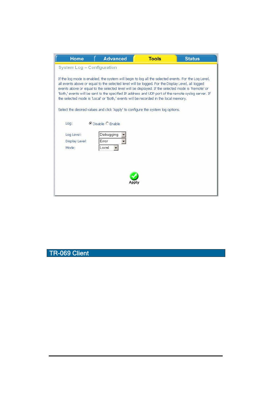 Tr-069 client | D-Link Wireless ADSL2/2+ 4-port Ethernet Router DSL-2640U User Manual | Page 67 / 84