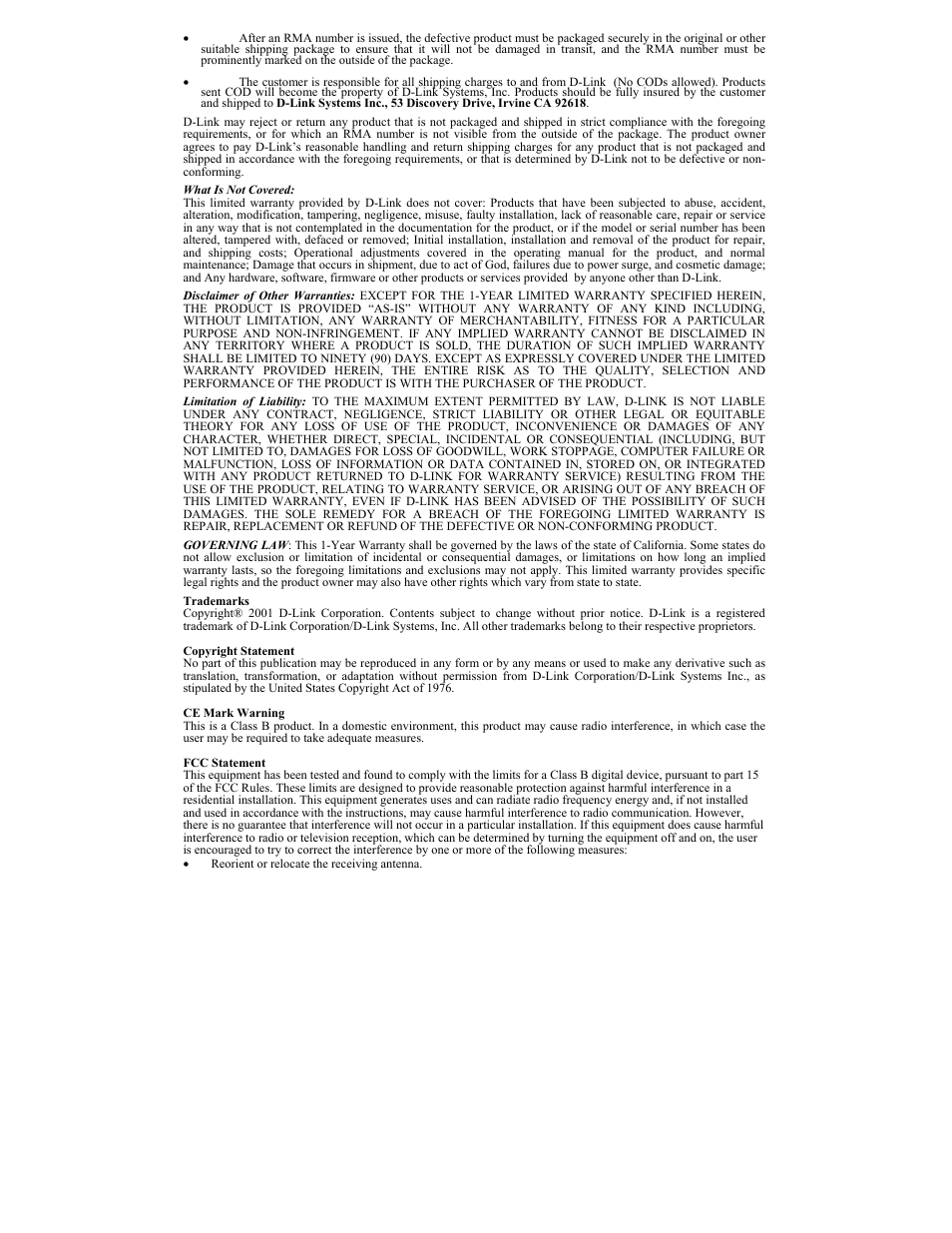 Limited warranty and registration | D-Link DFL-600 User Manual | Page 130 / 131