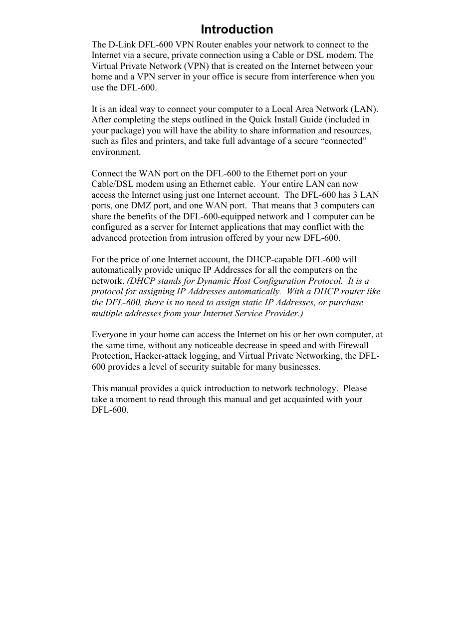 Introduction | D-Link DFL-600 User Manual | Page 4 / 131