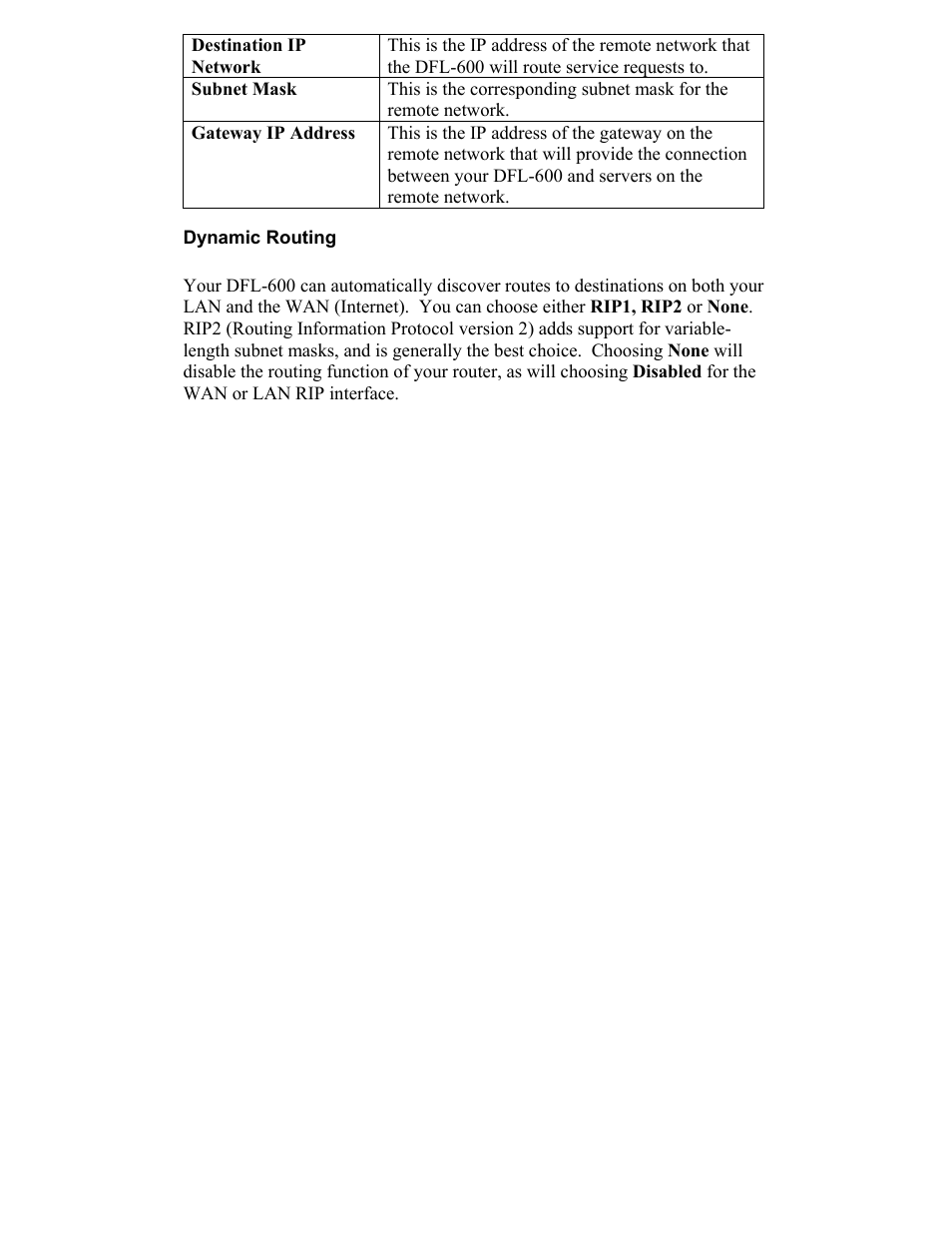 Dynamic routing | D-Link DFL-600 User Manual | Page 54 / 131