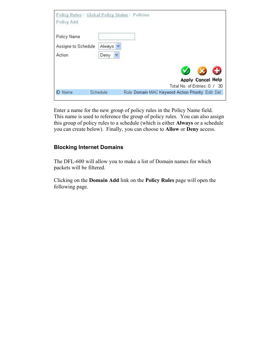 Blocking internet domains | D-Link DFL-600 User Manual | Page 71 / 131