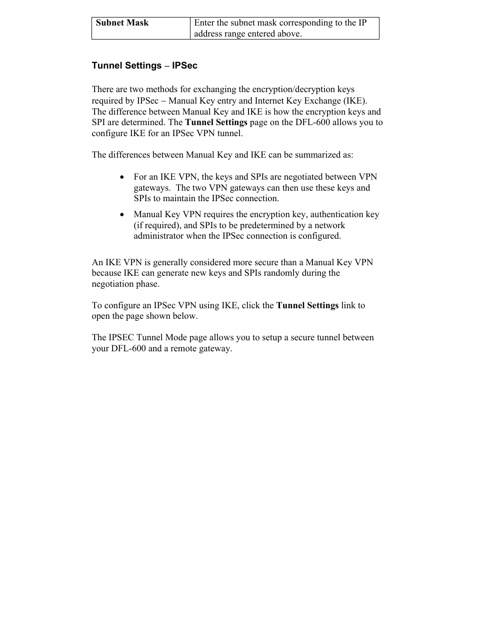 Tunnel settings ( ipsec | D-Link DFL-600 User Manual | Page 80 / 131