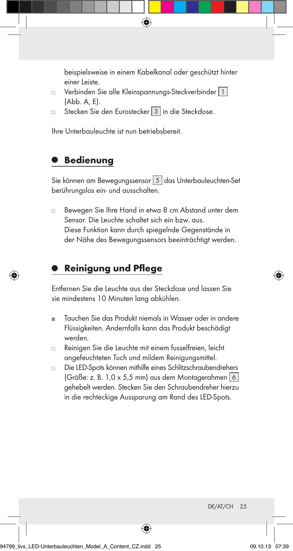 Bedienung, Reinigung und pflege | Livarno Z31791A User Manual | Page 25 / 27